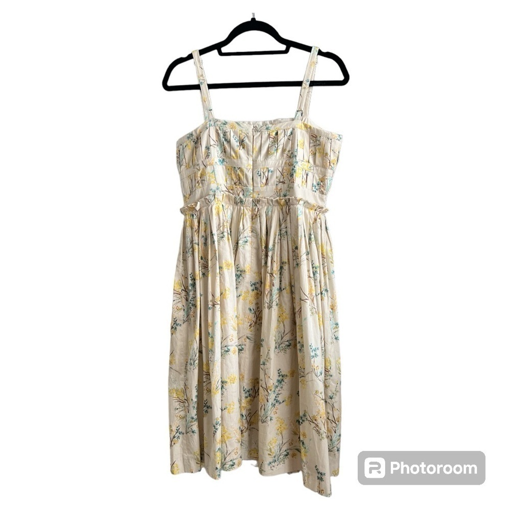 NWOT Antonio Melani pleated Tiffany oat/pool blue floral sundress - Picture 3 of 6
